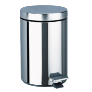 449-Okrągły kosz na odpady z przyciskiem nożnym, Inox, 3 litry